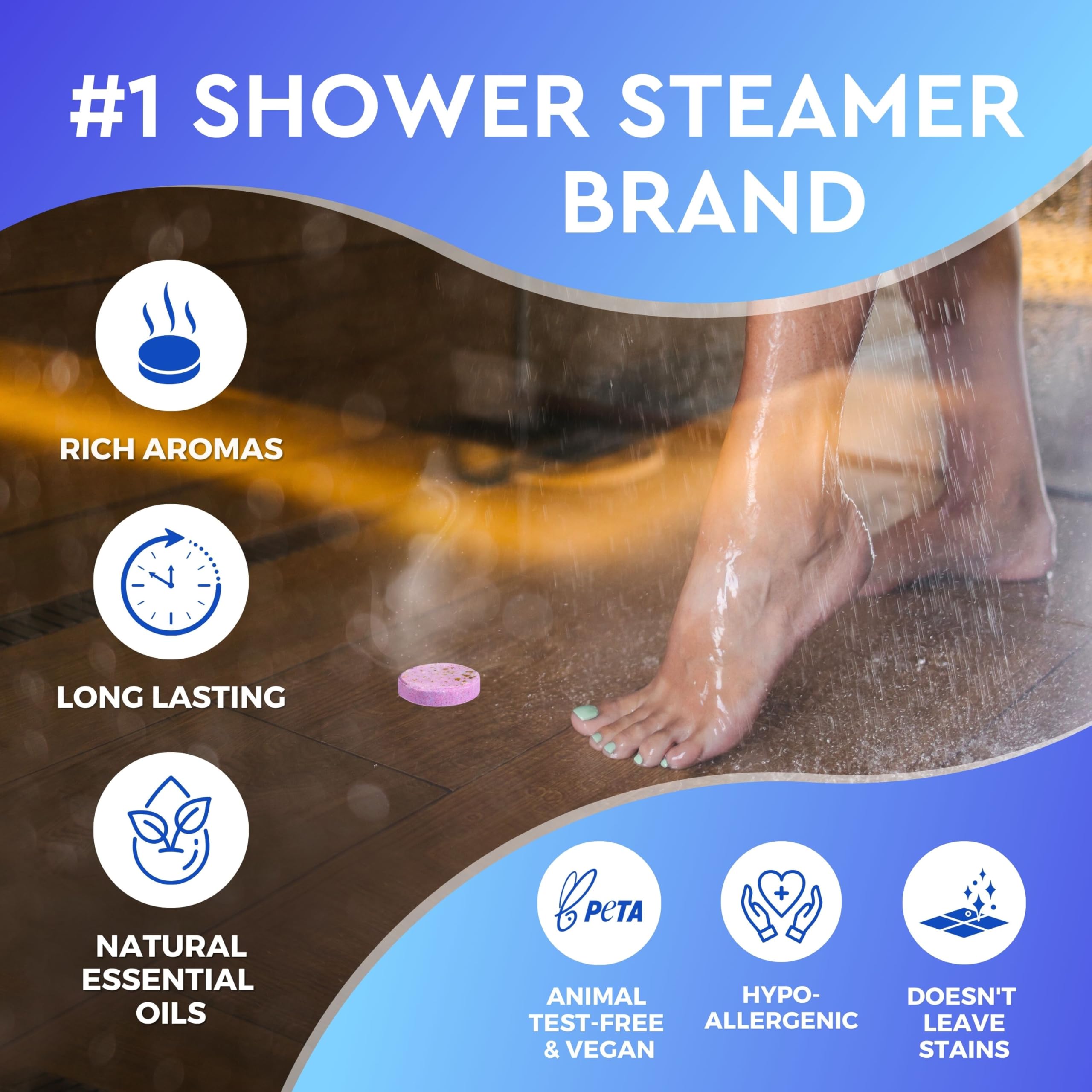 Cleverfy Shower Steamers Pack of 18 and Pack of 6: Blue Variety Pack Bundle. Shower Bombs with Essential Oils.