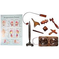 Massage toolsets with Chart for Professionals Foot Hand Massage Wooden Stick Reflexology (English, Set J)