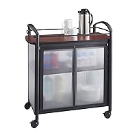 Products Impromptu Refreshment Cart 8966BL, Cherry Top, Black Frame, 200 lbs. Capacity, Double Doors, Swivel Wheels