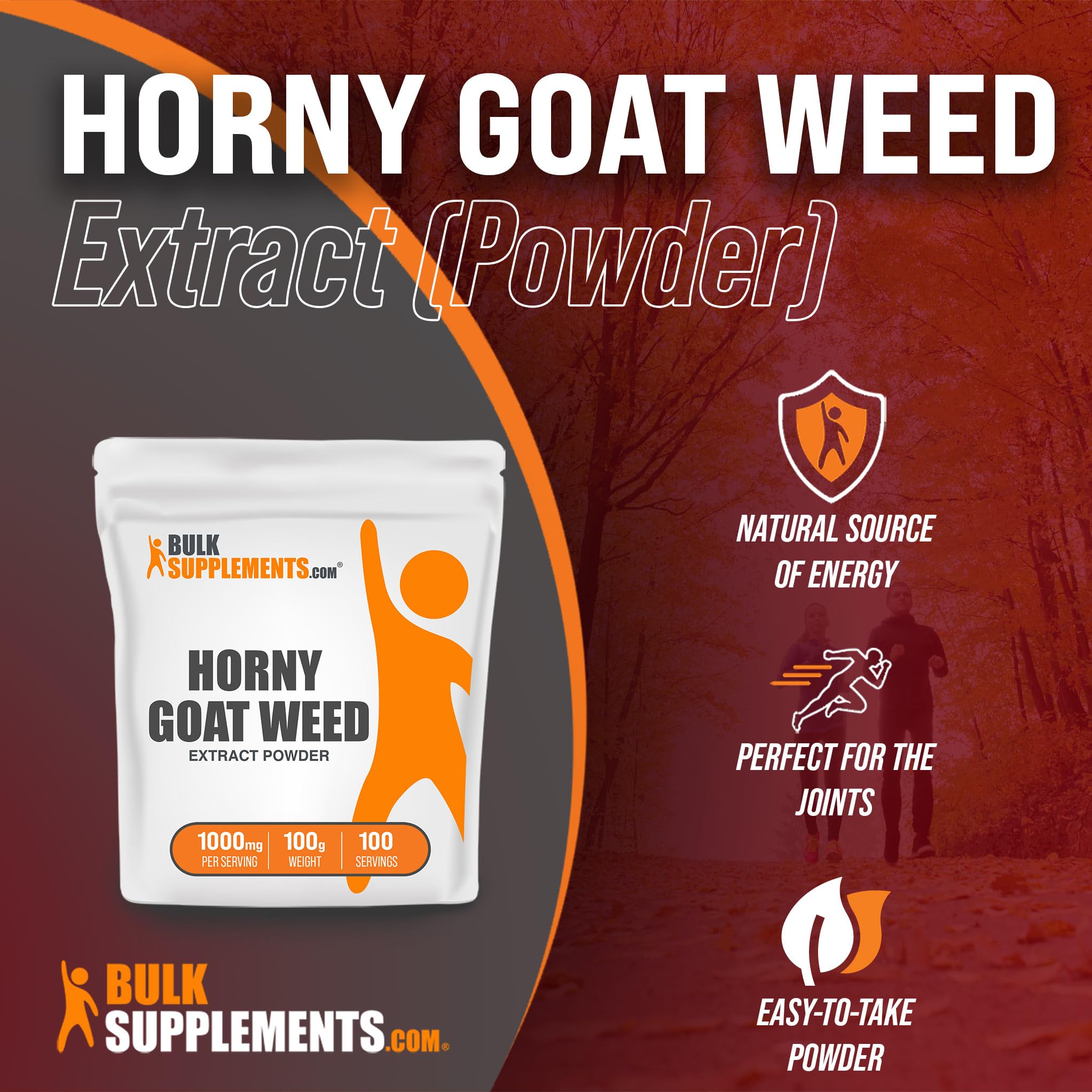 BULKSUPPLEMENTS.COM Horny Goat Weed Extract - Epimedium Extract, Horny Goat Weed Herbal Supplements, Horny Goat Weed Powder - Horny Goat Weed for Men & Women, 1000mg per Serving, 100g (3.5 oz)