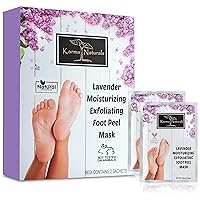 Foot Peel Mask Lavender Moisturizing Exfoliating Foot Masks - Karma Organic Feet Peeling Masks for Dry ed Feet, Remove Dead Skin & Calluses - Removes & Repairs Rough Heels, Dry Toe Skin (Pack of 2)