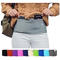 StashBandz Unisex Running Belt, Travel Money Belt, Fanny Pack, Waist Pack for Women and Men, 4 Big Security Pockets and Zipper, Fits All Size Phone, Passport, and More, Extra Wide Spandex