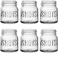 Mini Mason Jar Heavy Base Shot Glasses, Set of 6, Fun Party Home Entertainment Dining Beverage Drinking Glassware Tumbler Whiskey Coffee Espresso Liquor Bar Jello Cups, Block, 4.9 oz