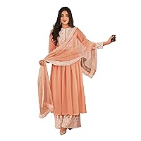 Indian latest arrival ready to wear palazzo salwar kameez for women with net dupatta (2307-O)