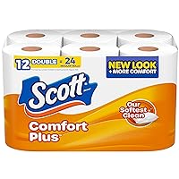 ComfortPlus Toilet Paper, 12 Double Rolls, 231 Sheets per Roll, Septic-Safe, 1-Ply Toilet Tissue
