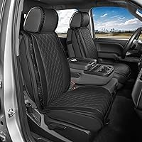 BlingStitch™ Car Seat Covers for Front Seats - Luxurious Black Vegan Leather Seat Covers for Cars with Black Bling Crystals, Premium Automotive Seat Covers for SUV, Trucks, Car Bling Luxury
