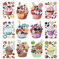 30 Sheets Cupcakes Stickers for Kids Treats and Sweets Sticker Make a Face Stickers DIY Make Your Own Ice Cream Dessert Stickers Mix and Match Classroom Birthday Party Favors