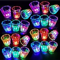 Light Up Shot Glasses Set of 24 Party Favors Adults Shot Cups for Party LED Flash Light Up Drinking Glasses Glow in the Dark Shot Glasses for Birthday Christmas Halloween Weddings Festivals etc