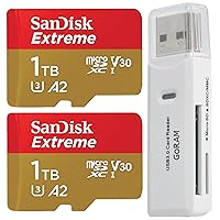 SanDisk 1TB (2 Pack) Extreme microSDXC 190MB/s UHS-I Memory Card SDSQXAV-1T00-GN6MN Bundle with (1) GoRAM Card Reader (1TB, 2 Pack)
