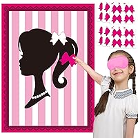 Pink Birthday Party Decorations Pin the Bow Tie on the Princess Pin Game for Kids Pink Princess Poster Pink Party Decorations for Kids