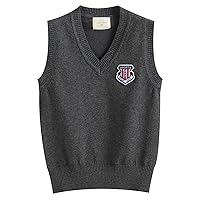 Happy Cherry Kids Boys Girls Sweater Vest Sleeveless Knitted Waistcoat Pullover School Uniform V-Neck Ribbed Gilets 4-12Y