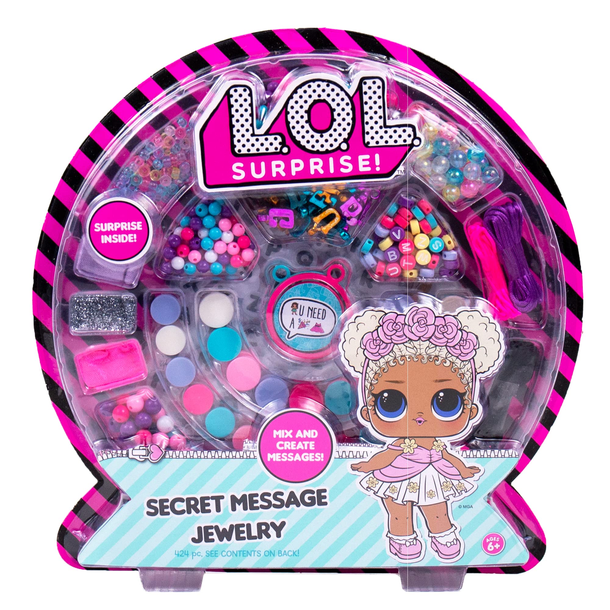 L.O.L. Surprise! Secret Message Jewelry, DIY Jewelry Making Craft , Great Bead Kit For Parties, Sleepover & Weekend Activity, Make L.O.L. Bracelets With Alphabet Beads for Kids Age 5, 6, 7, 8, 9