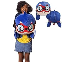 Ladybug - Huggie Hideaway Ladybug, 16.5-inch Red and Blue Plush Pillow, Super Cute Soft Stuffed Toy for Kids with Large Zipper Secret Pocket in The Back (Wyncor)