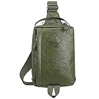 AOCINA Unisex Sling Bag Crossbody Fanny Pack for Men & Woman Vegan Leather Cross Body Purse Belt Backpack Travel Hiking(Artichoke Green)