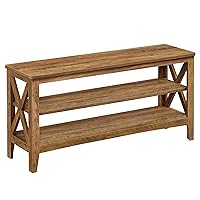 Entryway Storage Bench, 2-Tier Shoe Rack, 11.8 x 39.4 x 18.9 Inches, Holds up to 600 lb, Farmhouse Style, for Living Room, Bedroom, Honey Brown ULSB153K41, 11.8