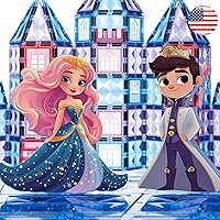 Frozen Princess Magnetic Building Blocks Castle - Magnet Tiles Doll House - Educational Stem Playset Toddler Toys - Birthday Gift for Kids Age 3 4 5 6 7 8 Year Old Girls & Boys 80pcs
