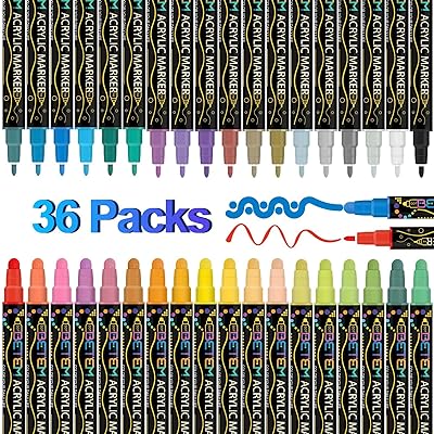 Betem 24 Colors Acrylic Paint Markers 1 Count (Pack of 24
