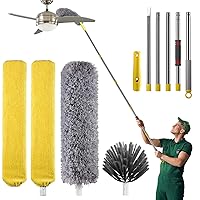 Microfiber Dusters for Cleaning Reusable, Ceiling Fan Duster with 7.7 Foot Extension Pole, Retractable Gap Dust Cleaner Washable, Cobweb Duster for High Ceilings - THOMEN