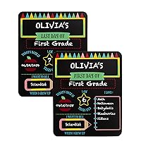Pearhead First and Last Day of School Reversible Chalkboard, Milestone Board, Reusable Photo Sharing Prop with Chalk, Celebrate School Memories and Milestones