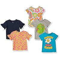 Amazon Essentials Girls and Toddlers' Short-Sleeve T-Shirt Tops (Previously Spotted Zebra), Multipacks