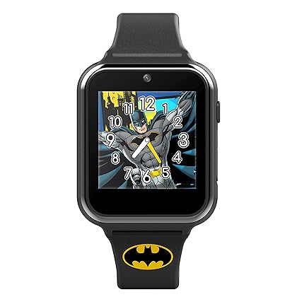 Accutime Kids DC Comics Batman Black Educational Learning Touchscreen Smart Watch Toy for Boys, Girls, Toddlers - Selfie Cam, Learning Games, Alarm, Calculator, Pedometer & More (Model: BAT4740)