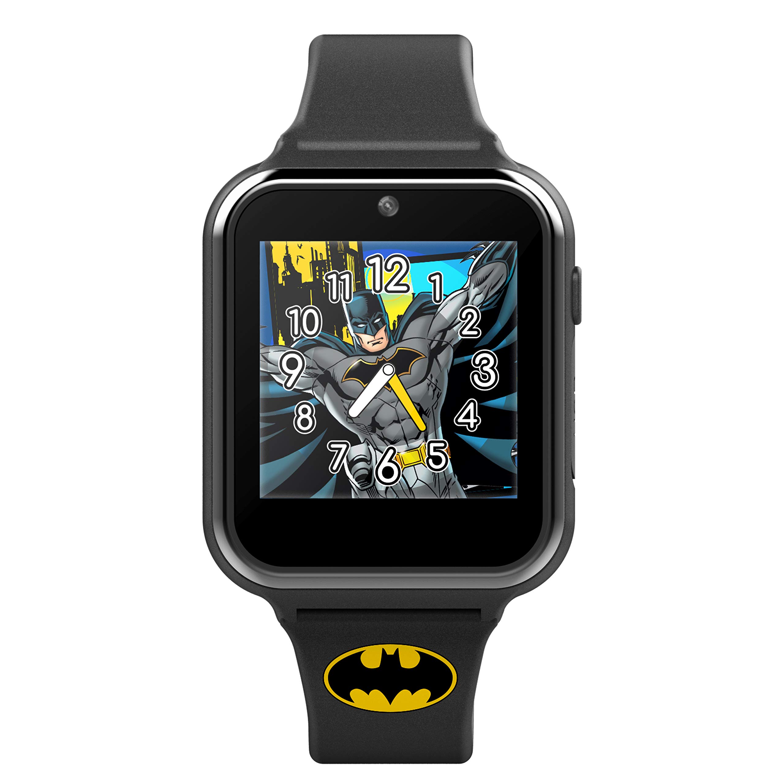 Accutime Kids DC Comics Batman Black Educational Learning Touchscreen Smart Watch Toy for Boys, Girls, Toddlers - Selfie Cam, Learning Games, Alarm, Calculator, Pedometer & More (Model: BAT4740)