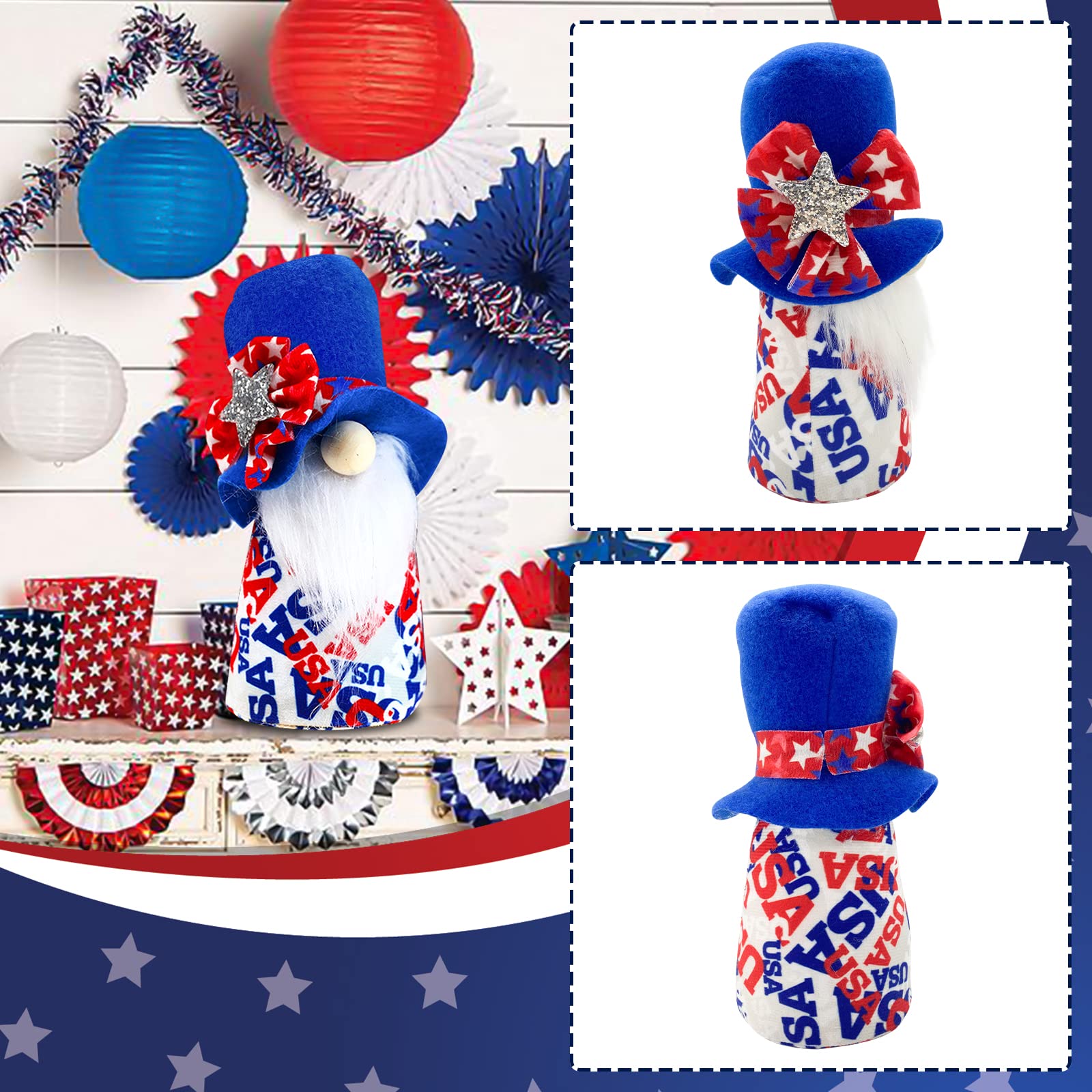 Lovinland Memorial Day Decorations, 4th of July Decorations, Fourth of July Decorations, Gnomes Gifts, Independence Day Patriotic Gnomes Decorations for Home Party Indoor Table Decor