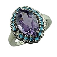 Carillon Amethyst Marquise Shape 14X9MM Natural Non-Treated Gemstone 925 Sterling Silver Ring Gift Jewelry for Women & Men