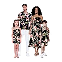 Matchable Family Hawaiian Luau Men Women Girl Boy Clothes in Black Rafelsia