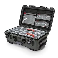 NANUK 935 Pro Photo Kit - Waterproof Carry-On Hard Case with Lid Organizer and Padded Divider & Wheels, Olive