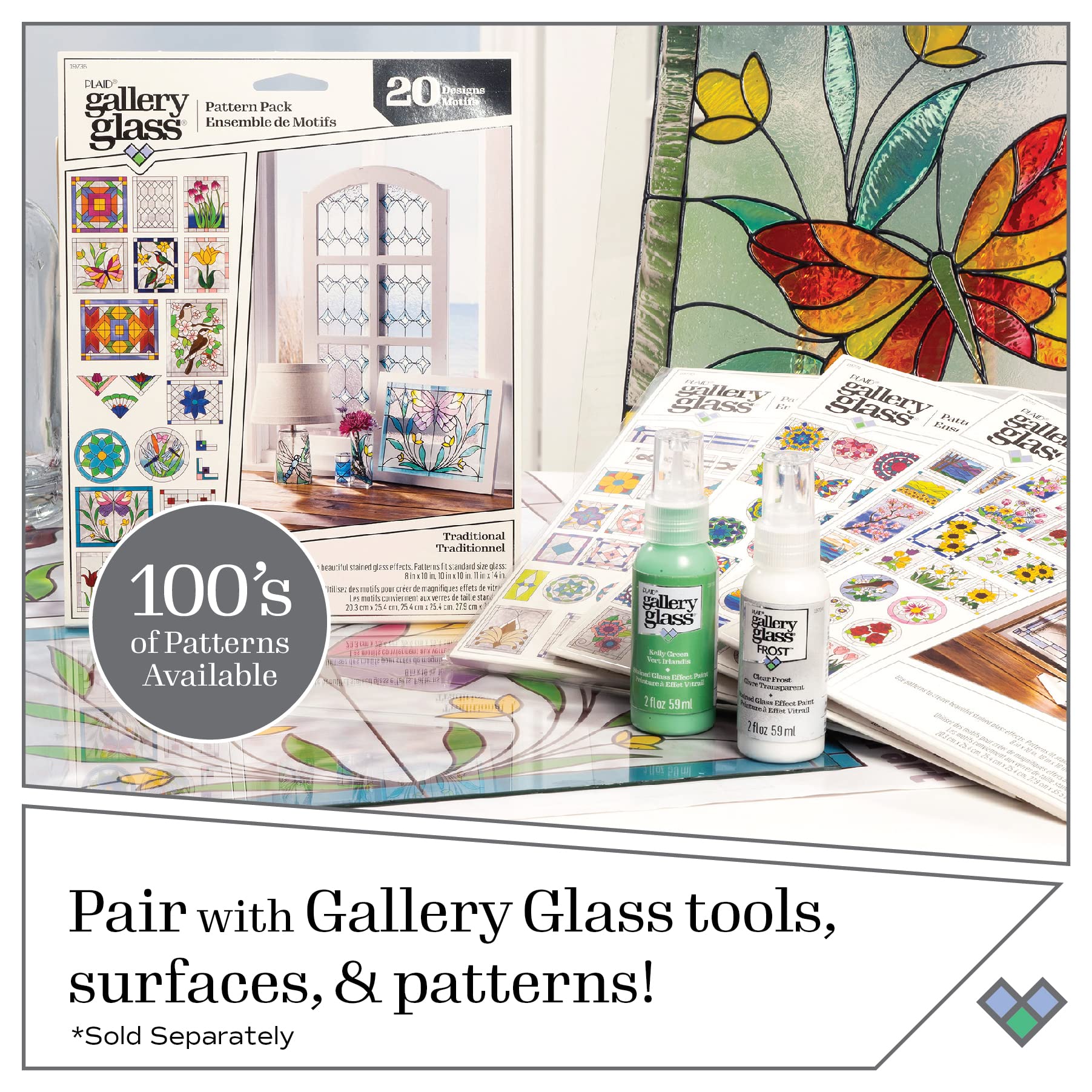 Plaid Gallery Glass Window Color Beginner Set (2-Ounce), (8-Pack)