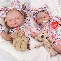 BABESIDE 1Pc Full Vinyl Reborn Baby Doll Skylar + 1Pc Heartbeat & Sound Soft Cloth Body Reborn Doll Skylar
