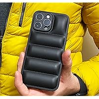 Valkyrie Black Puffer Case, Shock Proof, Protective, Soft Touch Case Puffer Jacket Material 3D Protective Shockproof Cover（for iPhone 14 Pro Max）