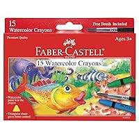 Faber-Castell Watercolor Crayons with Brush, 15 Colors - Premium Quality Art Supplies for Kids