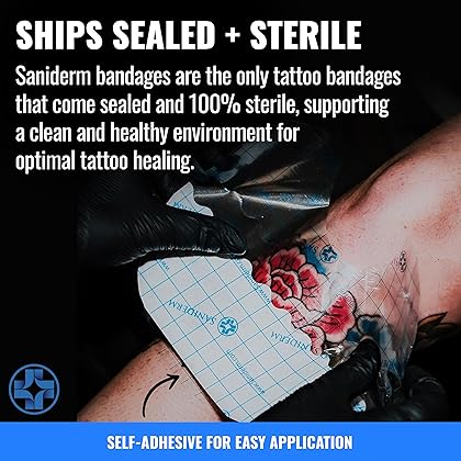 Saniderm Tattoo Aftercare Bandage (Personal Roll, 10.2 in x 2 yd) – Convenient, Faster Tattoo Healing and Protection – Sterile, Waterproof, and Latex-Free