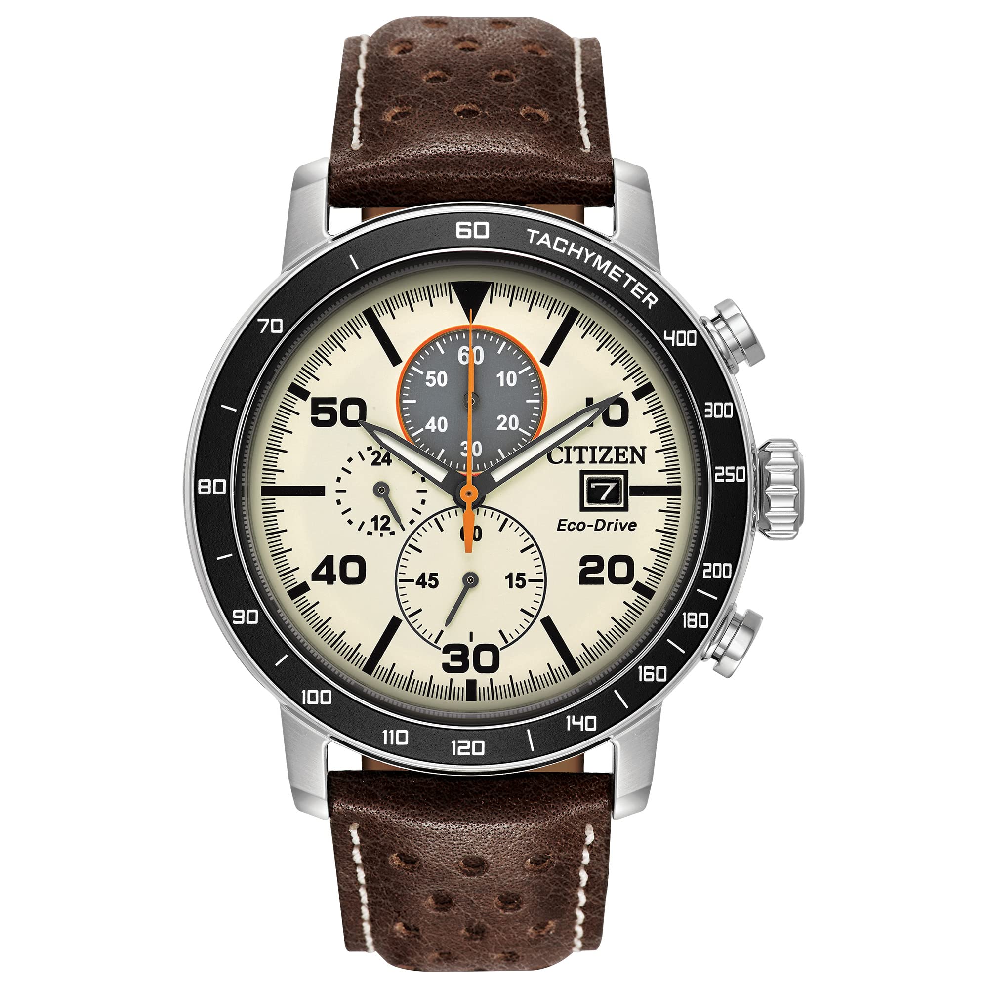 Mua Citizen Eco-Drive Brycen Chronograph Mens Watch, Stainless Steel with  Leather strap, Weekender, Brown (Model: CA0649-06X) chính hãng 2023 | Fado