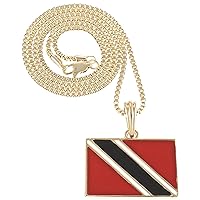 Trinidad And Tobago Flag Small Pendant with 24 Inch Box Necklace