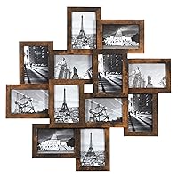 4x6 Collage Picture Frames, 12-Pack Picture Frames Collage for Wall Decor, Rustic Brown Photo Collage Frame, Multi Picture Frame Set with Glass Front, Assembly Required