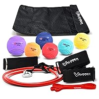 Plyo Weighted Balls Baseball Set - Bonus J-Bands, Loop Bands & Carry Bag - Set of 6 (3.5 to 32 oz) - Soft Shell, Weighted Balls for Pitching, Hitting & Batting Training