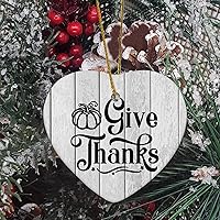 Personalized 3 Inch Give Thanks White Ceramic Ornament Holiday Decoration Wedding Ornament Christmas Ornament Birthday for Home Wall Decor Souvenir.