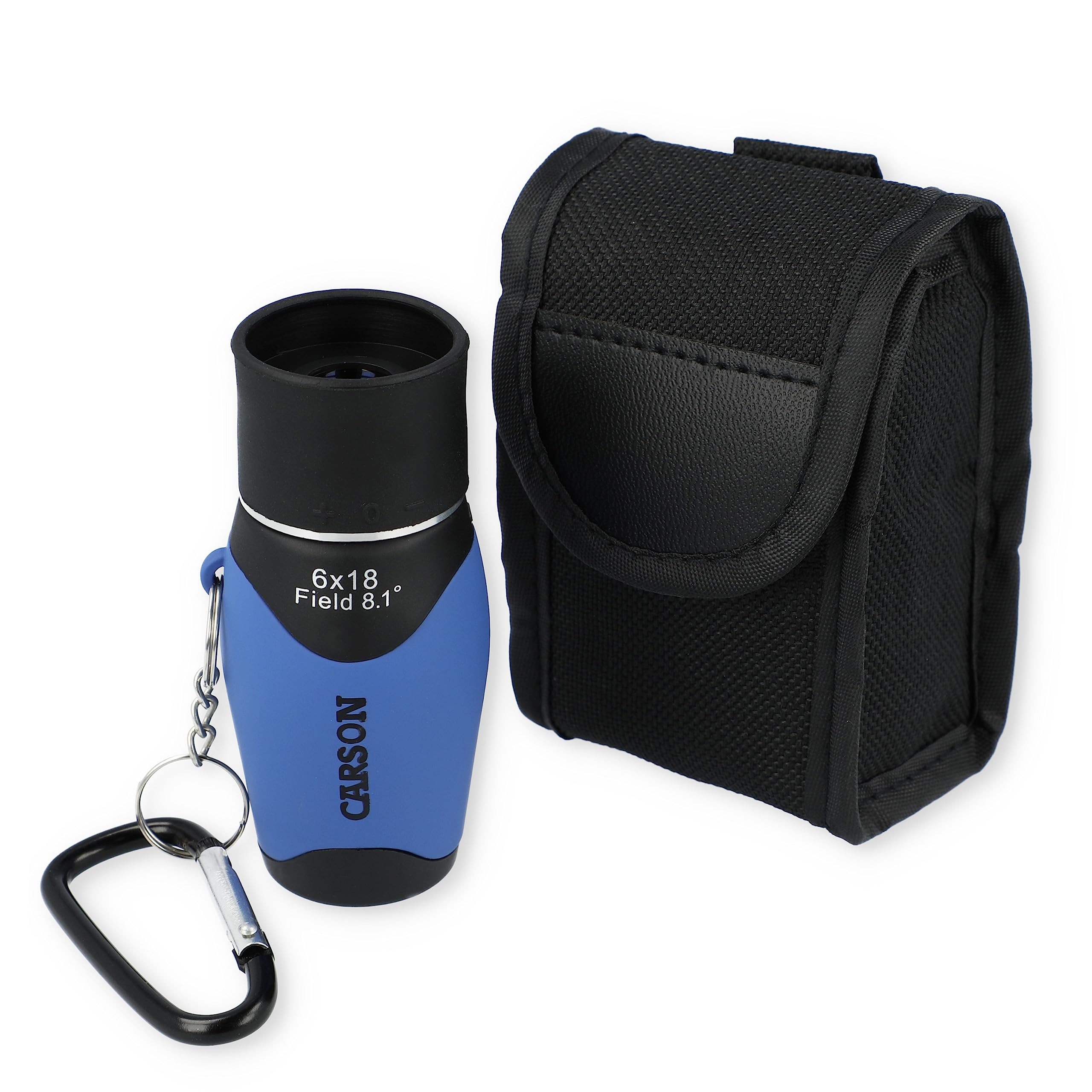 Carson MiniMight 6x18mm Pocket Monocular with Carabiner Clip, Blue (MM-618CB)