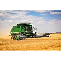 Farm Photography Print (Not Framed) Picture of Combine Cutting Wheat During Harvest in Colorado Country Wall Art Farmhouse Decor (4