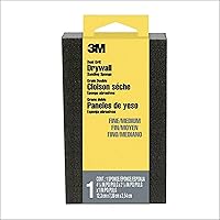 3M Drywall Sanding Sponge, Fine/Medium Grits, Dual Grit Block, Medium Grit to Remove, Fine Grit to Smooth, Ideal for Sanding and Smoothing of Joint Compounds, 2-5/8 in x 3-3/4 in (9095DC-NA)