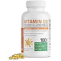 Vitamin D3 10,000 IU (250 mcg) High Potency - Supports Healthy Immune System, Strong Bones, Muscles & Teeth - Non GMO, 180 Softgels