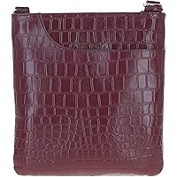 Ashwood Women's Genuine Leather Crossbody Bag - Zip Top Handbag - Croc Curve
