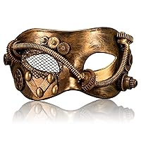 2024 New Steampunk Mechanical Mask- Steam Punk Halloween Masquerade Mask for Men- for Party, Prom, Christmas