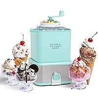 Electric Ice Cream Maker - Old Fashioned Soft Serve Ice Cream Machine Makes Frozen Yogurt or Gelato in Minutes - Fun Kitchen Appliance - Modern Style - Aqua - 2 Quart