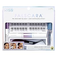 KISS Falscara False Eyelash Special Edition Starter Kit with Overnighter, Bond & Seal, Applicator, Remover, & 24 Lengthening Lash Wisps