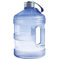 Iconic 1 Gallon BPA Free Water Bottle (Round), Built in Handle and Stainless Steel Cap, 1 Gallon Capacity Bottle, Faint Blue