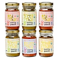 6 Pack Variety of Curry Pastes ORGANIC. VEGAN. DAIRY FREE. SUGAR FREE. KETO FRIENDLY. MADE IN THAILAND. | case of 6 x 4.23 oz glass jars